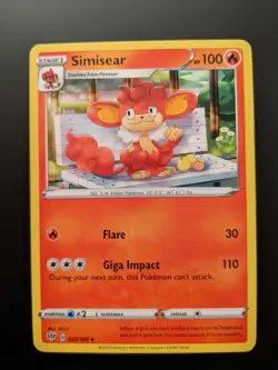 Pokemon TCG Uncommon Simisear 27/189 S&S Darkness Ablaze Mint/NM Condition - Image 1