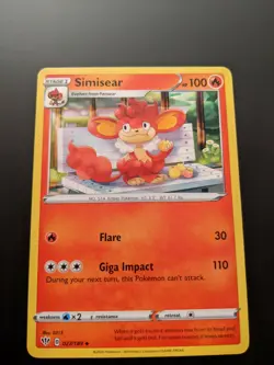Pokemon TCG Uncommon Simisear 27/189 S&S Darkness Ablaze Mint/NM Condition - Image 2