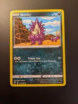 Pokemon TCG Common Stunky 114/192 S&S Rebel Clash Mint/NM Condition - Image 2