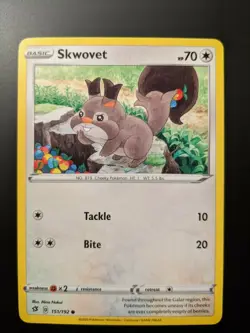 Pokemon TCG Common Skwovet 151/192 S&S Rebel Clash Mint/NM Condition - Image 1