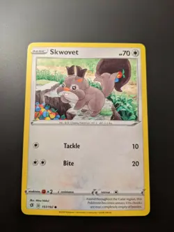 Pokemon TCG Common Skwovet 151/192 S&S Rebel Clash Mint/NM Condition - Image 2