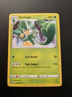 Pokemon TCG Uncommon Simisage 7/189 S&S Darkness Ablaze Mint/NM Condition - Image 2