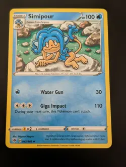 Pokemon TCG Uncommon Simipour 42/189 S&S Darkness Ablaze NM/Mint Condition - Image 2