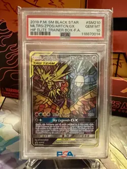 2019 POKEMON SM BLACK STAR PROMO FULL ART/MOLTRES & ZAPDOS & ARTICUNO GX PSA 10 - Image 1