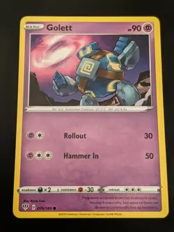 Pokemon TCG Common Golett 76/189 S&S: Darkness Ablaze Mint/NM Condition - Image 2
