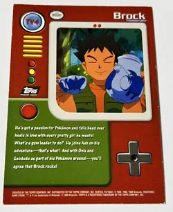 TV4 Brock Textured Holo Foil Topps Series 1 Black Logo Pokemon Card NM!! - Image 3