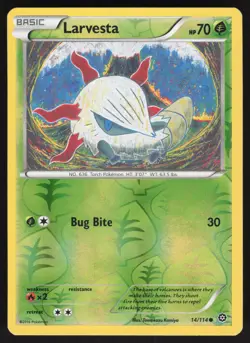 Larvesta 14/114 Reverse Holo Pokemon TCG Steam Siege VLP - Image 1