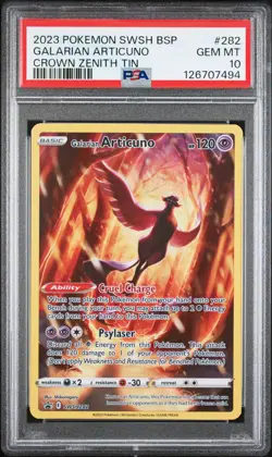 2023 POKEMON SWSH BLACK STAR PROMO CROWN ZENITH TIN GALARIAN ARTICUNO PSA 10 - Image 1