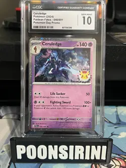 Ceruledge Pokemon 2024 Paldean Fates - 040/091 Pokemon Day Promo CGC Gem Mint 10 - Image 1