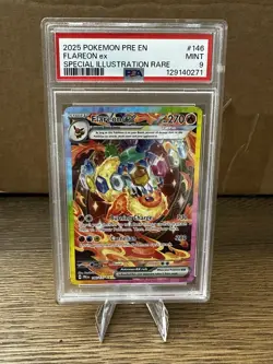 Pokemon TCG Prismatic Evolutions Flareon EX SIR 146/131 PSA 9 NEW - Image 1