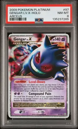 PSA 8 NM-MT Gengar LV.X 2009 Arceus 97/99 Holo Graded Pokemon Card - Image 1