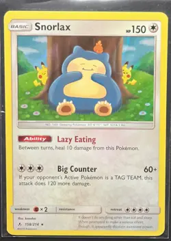 Snorlax 158/214 Unbroken Bonds Holo Rare Pokemon 2019 - Image 1