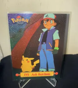 Pokemon Topps Ash Ketchum TV1 Animation Series 1 Foil Holo Pikachu - Image 1