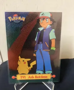 Pokemon Topps Ash Ketchum TV1 Animation Series 1 Foil Holo Pikachu - Image 2