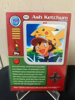 Pokemon Topps Ash Ketchum TV1 Animation Series 1 Foil Holo Pikachu - Image 4