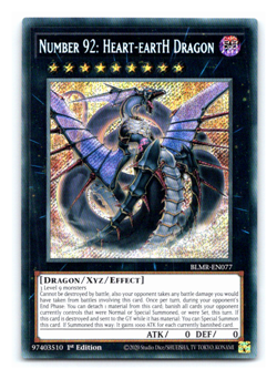 Number 92: Heart-eartH Dragon - BLMR-EN077 Secret Rare 1st Edition - Yugioh - Image 1
