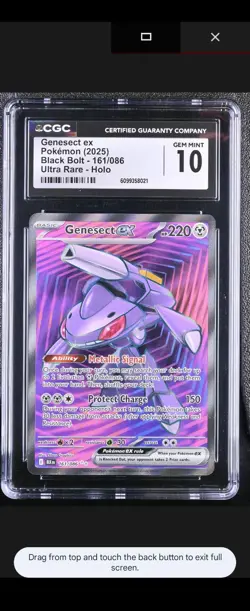 Pokemon TCG Black Bolt Genesect EX Card 164/086 Secret Rare CGC PRESTINE 10! - Image 1