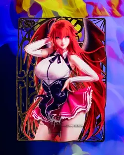 Rias Gremory Serial Numbered Blank Goddess Waifu Gold Metal Anime Card LSP - Image 1