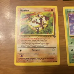 Set Of 4 Pokemon TCG Jungle Set Cards: Vaporeon, Nidoqueen, Mankey, Bellsprout - Image 3