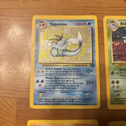 Set Of 4 Pokemon TCG Jungle Set Cards: Vaporeon, Nidoqueen, Mankey, Bellsprout - Image 4
