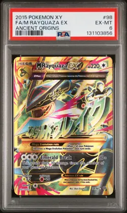 2015 POKEMON XY ANCIENT ORIGINS #98 FULL ART/M RAYQUAZA EX PSA 6 - Image 1