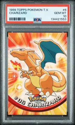 1999 TOPPS POKEMON TV #6 CHARIZARD PSA 10 - Image 1