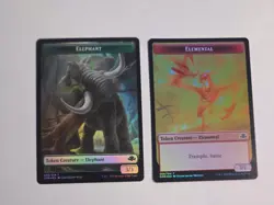 MTG -Elephant | Elemental - FOIL Double Sided Token - Dominaria Remastered - Image 1