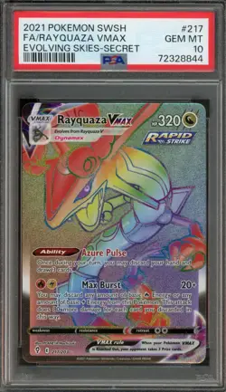 PSA 10 Rayquaza VMAX #217 Pokemon Evolving Skies - Rainbow Secret Rare - Image 1