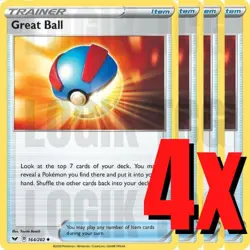 4x Great Ball 164/202 x4 - Sword & Shield Base Set - Pokemon TCG - Playset - NM - Image 1