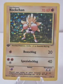 Pokemon Card Hitmonchan Nockchan Base Set 1st Edition German 7/102 Holo Rare HP - Image 1