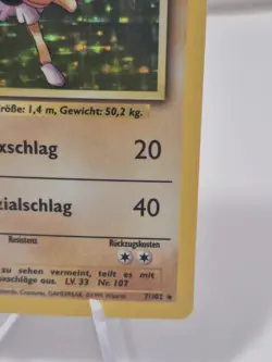 Pokemon Card Hitmonchan Nockchan Base Set 1st Edition German 7/102 Holo Rare HP - Image 4