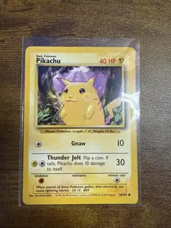 Pokemon Pikachu TCG Base Set Unlimited Common Card 58/102 - Image 1
