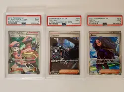 PSA 9 LOT of 3 Pokemon Trainer Cards 2016 Ranger 2023 Giacomo & Geeta Ultra Rare - Image 1