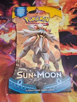 Pokemon "Sun & Moon Base" 10-Card Sealed Booster Pack (Solgaleo) X1 sleeved new - Image 1
