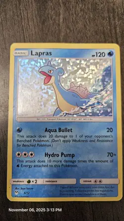 Lapras - 5/12 - Exclusive Sparkle Holo McDonald's 2019 - Pokemon TCG Card MP-HP - Image 2