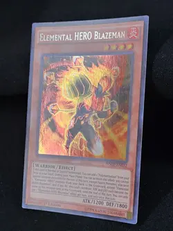 YuGiOh TCG Elemental HERO Blazeman WSUP-EN032 Secret Rare 1st Edition LP - Image 2