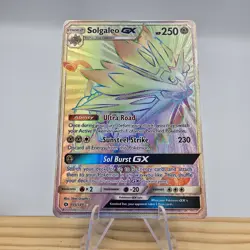 Solgaleo GX (Secret) 155/149 SM Base Set Holo Pokemon Card LP - Image 1