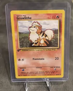 Pokemon Card Base Set Italian Growlithe 28/102. Vintage First Edition - Image 1