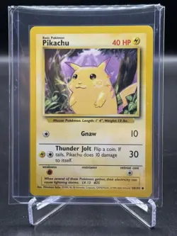 Pikachu 58/102 NM Near Mint Yellow Cheeks Base Set Pokemon Card WOTC 1999 - Image 1