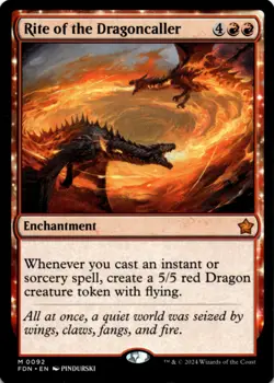 MTG Rite of the Dragoncaller Normal NM Foundations Magic 92 - Image 1
