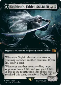 MTG Sephiroth, Fabled SOLDIER (Extended Art) Normal NM FINAL FANTASY Magic 451 - Image 1