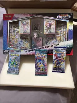 Pokemon TCG Prismatic Evolutions Premium Figure Collection Factory Sealed + Bonu - Image 1
