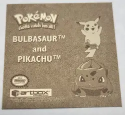 Pokemon 1999 Artbox Series 1 Gold Stickers BULBASAUR AND PIKACHU G11 - Image 2