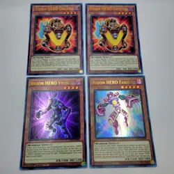 YuGiOh Lot of 4 - Vision HERO Gravito, Vyon, Faris - GFP2 - NM - 1st Ed - Ultra - Image 1
