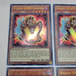 YuGiOh Lot of 4 - Vision HERO Gravito, Vyon, Faris - GFP2 - NM - 1st Ed - Ultra - Image 2