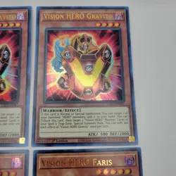 YuGiOh Lot of 4 - Vision HERO Gravito, Vyon, Faris - GFP2 - NM - 1st Ed - Ultra - Image 5
