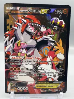 Team Magma's Groudon EX 15/34 Double Crisis Holo Pokemon Card, Damaged - Image 1