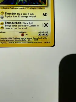 Pokemon TCG Zapdos Base Set 16/102 Holo Unlimited Rare (LP) - Image 3