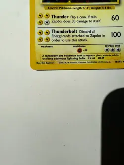 Pokemon TCG Zapdos Base Set 16/102 Holo Unlimited Rare (LP) - Image 4