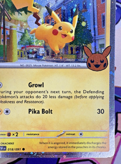 Pikachu 018/091 Halloween Holo Pokemon Trading Card Game 🌺 - Image 4